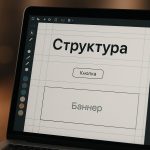 Макет рекламного сайта крупным планом в редакторе