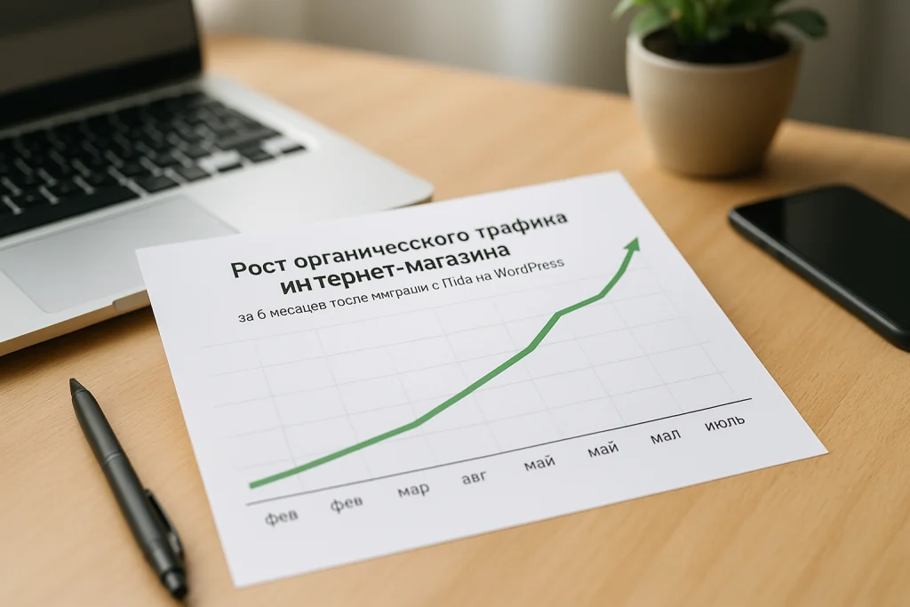 график роста трафика после миграции на WordPress WooCommerce