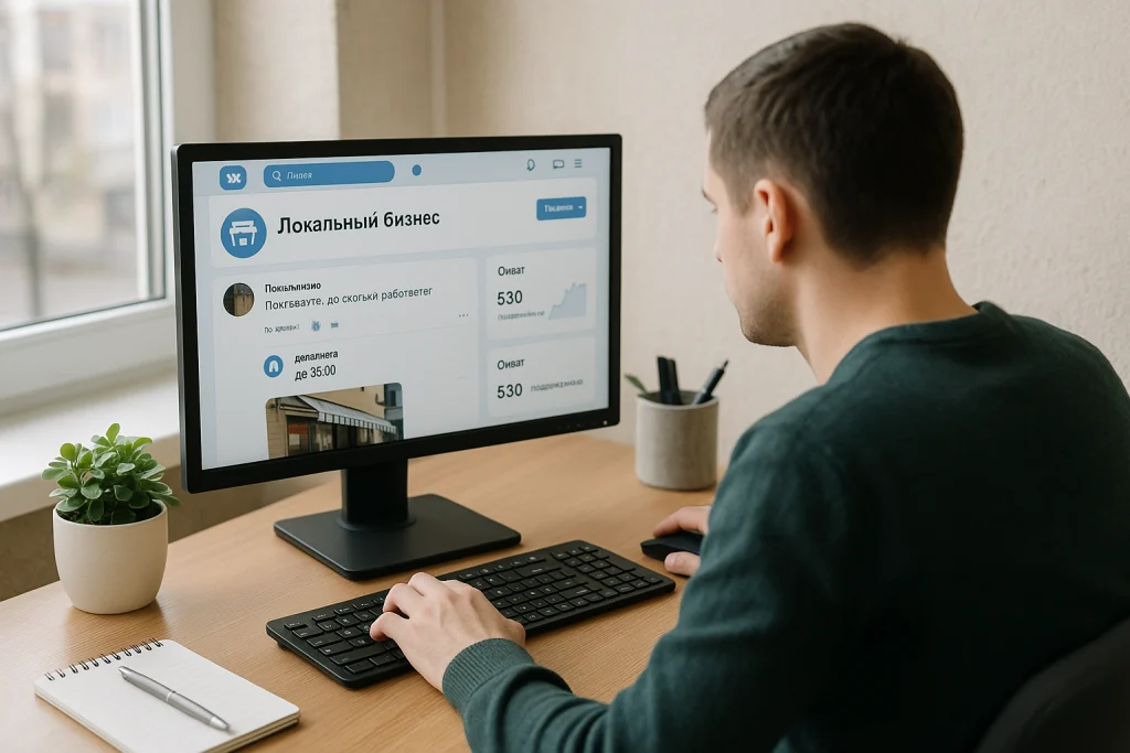 Специалист по SMM ведёт сообщество ВКонтакте локального бизнеса, публикует посты и отслеживает охваты подписчиков