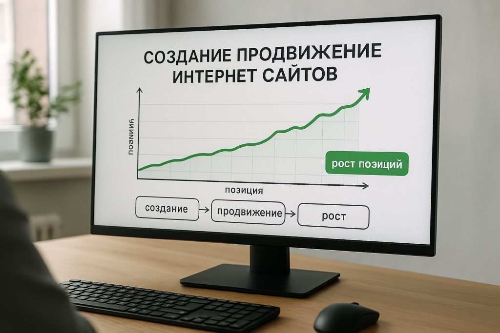 Экран с графиками роста позиций сайта в поисковой выдаче после продвижения