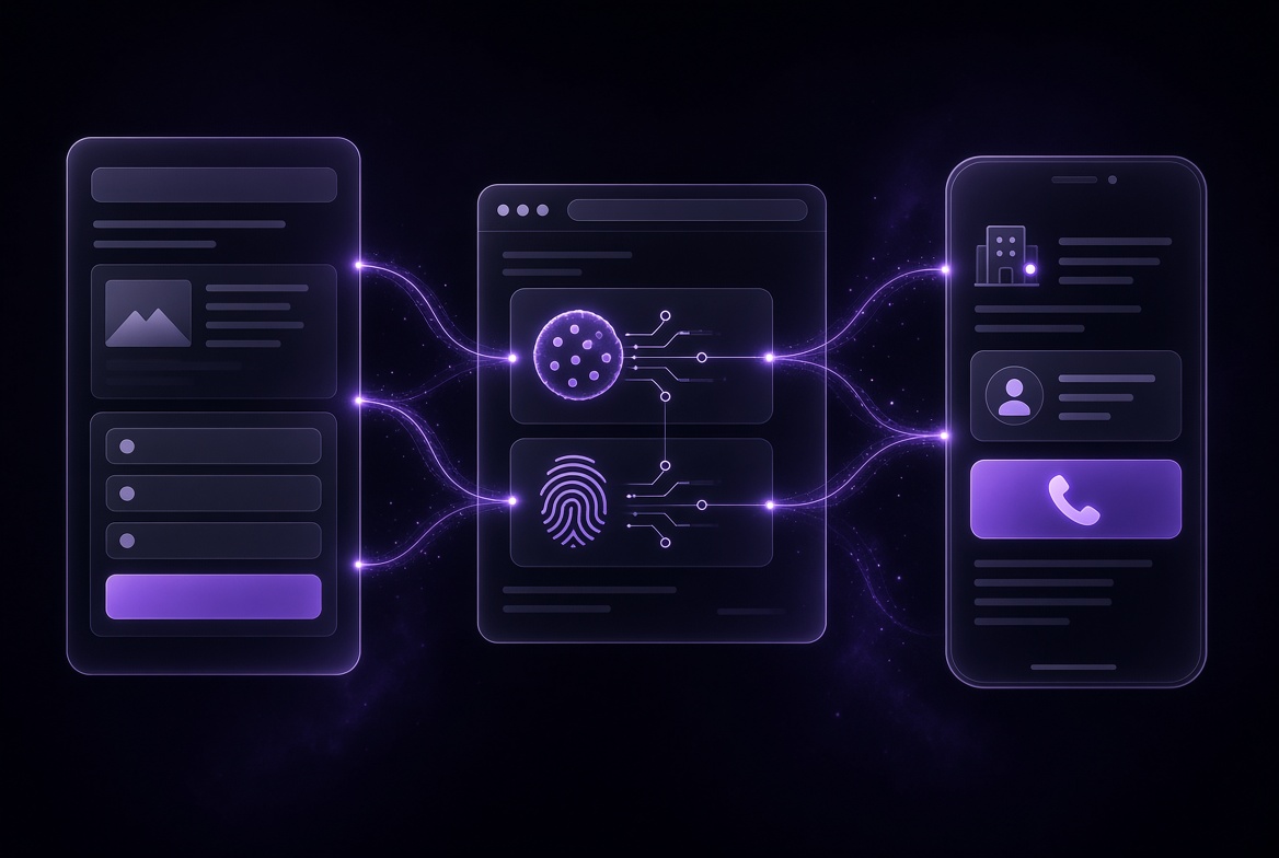 Схема склейки cookie и отпечатка браузера с номером телефона
