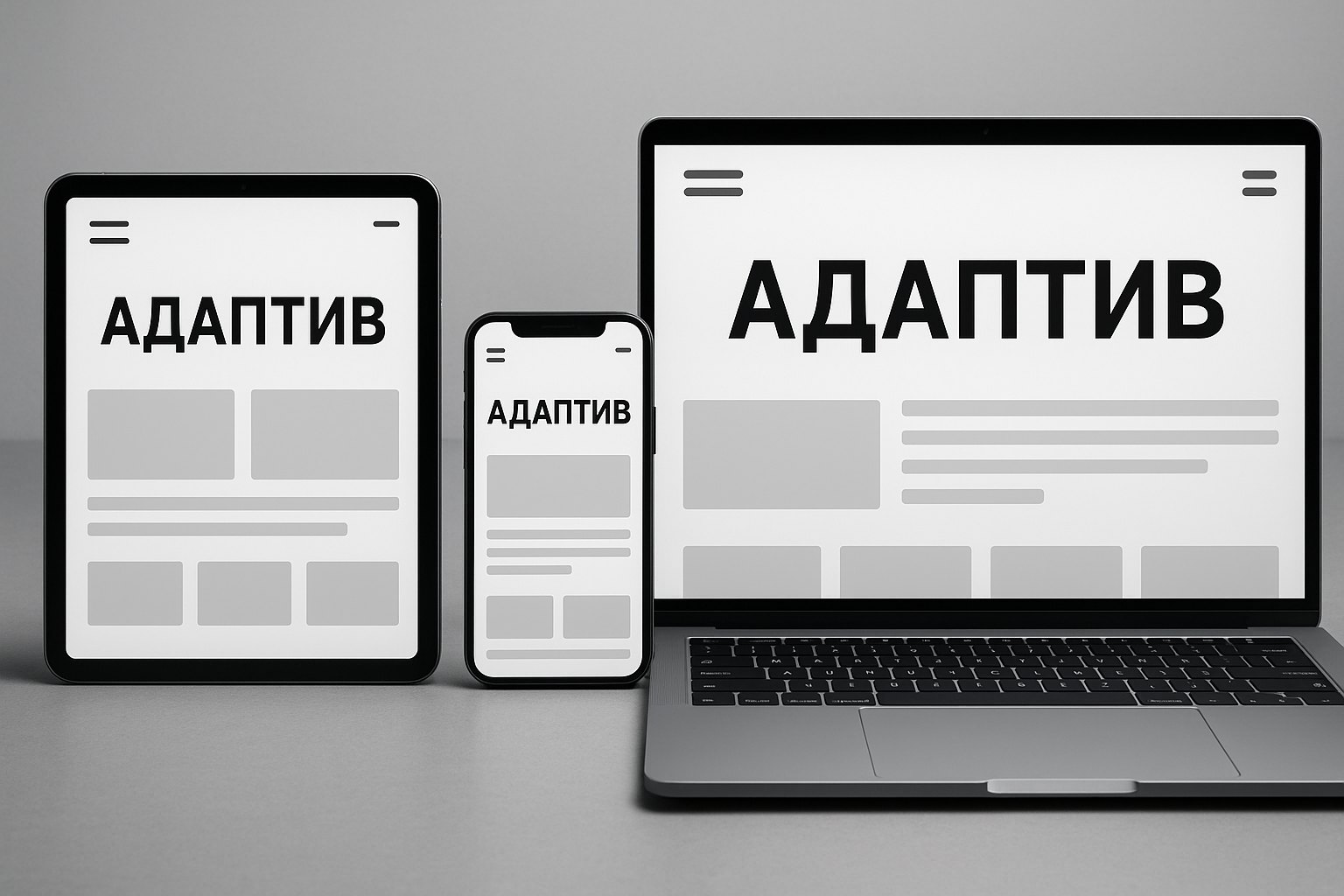 Адаптивный дизайн сайта на трёх устройствах — разработка сайтов